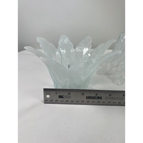 Murano Art Glass Pale Blue White Swirl Vase Candle Holder Made in Italy Lot of 2 - Picture 5 of 8